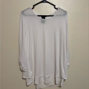 🤍 Grace Elements White Layered Hem Tunic Top – Size L